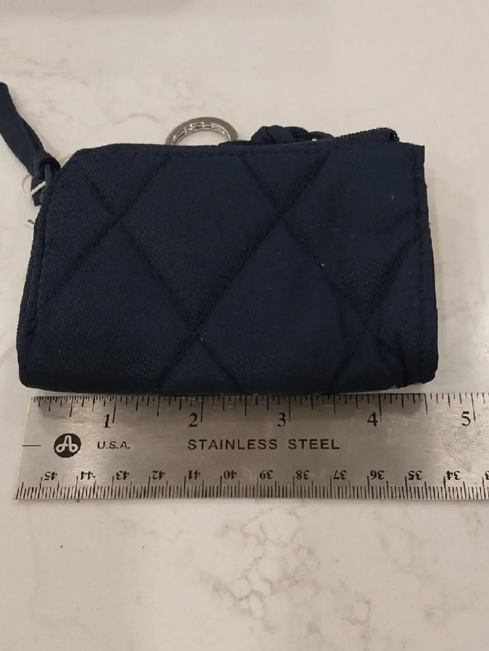 Vera Bradley Navy Quilted Key & Card Holder with Blue Floral Strap